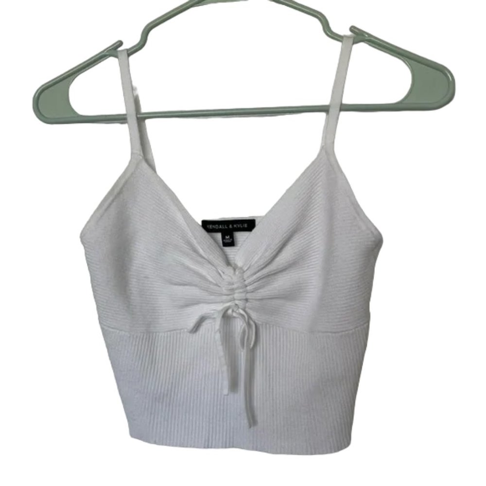 Kendall and Kylie White Crop Top Tank Top Womens Size Medium Knit
